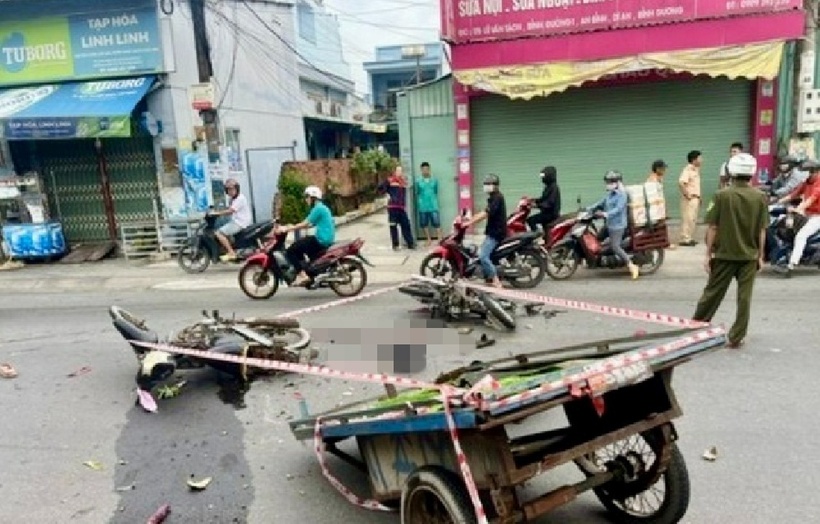 Hiện trường vụ tai nạn. Ảnh: Báo Thanh niên.