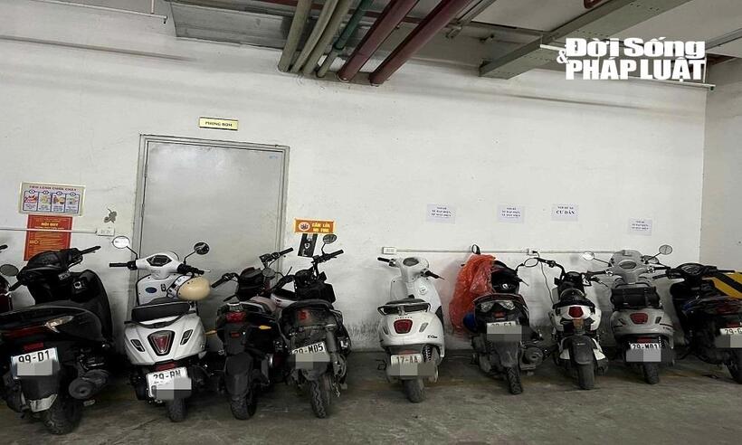 khu vực sạc để xe điện tại một khu chung cư nằm ở vành đai 1.