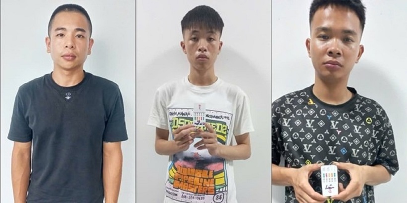3 đối tượng Nguyễn Đắc Khiên, Nguyễn Viết Lâm, Nguyễn Văn Linh. Ảnh: Công an TP Hải Phòng