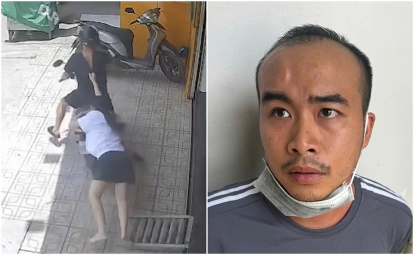 Trần Anh Dũng cướp tiệm vàng kéo lê nữ nhân viên. (Ảnh: Tuổi trẻ)
