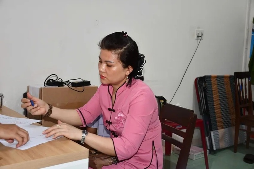 Nguyễn Thị Quyên tại cơ quan Công an. Ảnh: Pháp luật TP.HCM