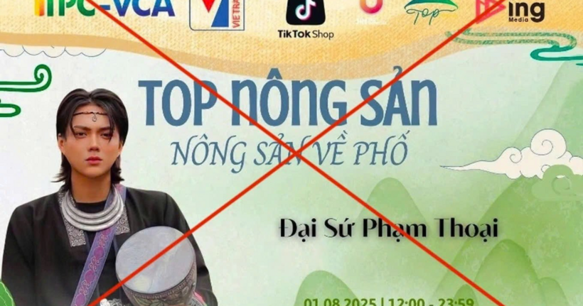 Hình ảnh Phạm Thoại đăng bài cho rằng mình là "Đại sứ Chương trình Top nông sản - Nông sản về phố VIETNAM OCOPEX 2025". (Ảnh: Chụp màn hình)