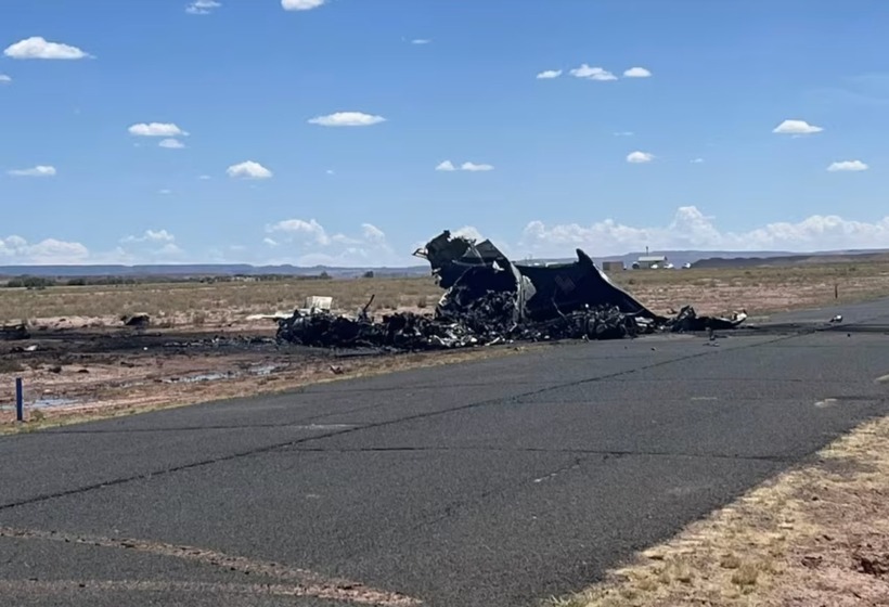 Hiện trường vụ tai nạn máy bay. Ảnh: VnExpress