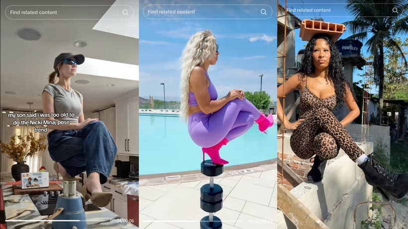 Thử thách Nicki Minaj High School. Ảnh: TikTok / @rachelnorstrom / @brookeashleyhall / @eicheela.