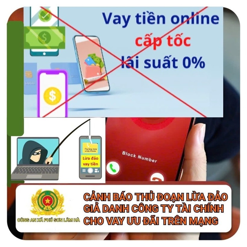 Cảnh báo thủ đoạn giả danh công ty tài chính cho vay ưu đãi trên mạng để lừa đảo. Ảnh: Cổng thông tin điện tử Công an tỉnh Lâm Đồng
