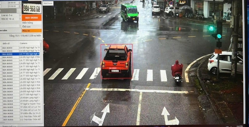Hệ thống camera giám sát giao thông tỉnh Bắc Ninh phạt hiện xe bán tải vượt đèn đỏ