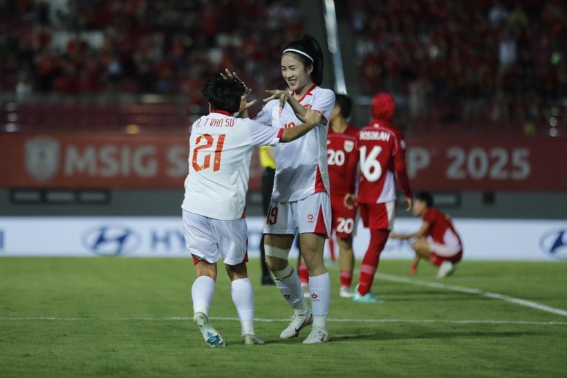 Đội tuyển nữ Việt Nam giành chiến thắng tưng bừng với tỷ số 7-0 trước Indonesia. Ảnh: VFF