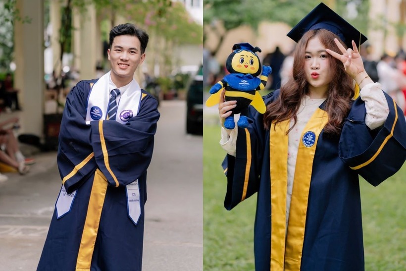 Hai chị em cùng tốt nghiệp xuất sắc Trường Đại học Sư phạm Hà Nội. Ảnh: Lao động