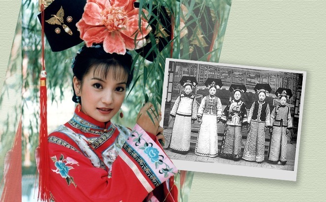 Tiểu Yến Tử trong phim (trái) và hình ảnh về "Công chúa phần" ngoài đời thực (bên phải).