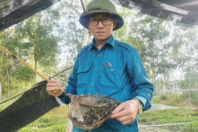 Anh Sỹ từ một kỹ sư xây dựng nhưng do bị tai nạn lao động đã trở về quê lập nghiệp. Ảnh: Lao động