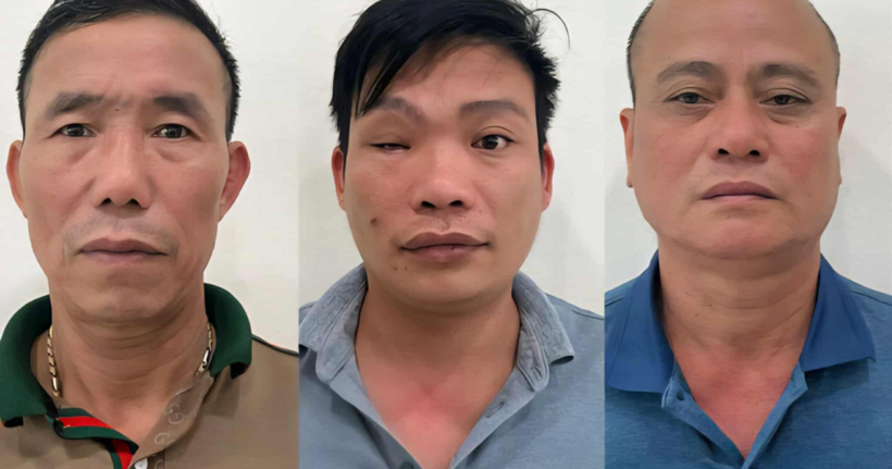 Các đối tượng Bùi Văn Thanh, Khương Văn Vũ và Đinh Trọng Cường. (Ảnh: Thùy An)