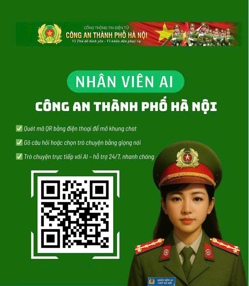 Sau khi người dân kết nối đến Chatbot, nhân viên AI của Công an TP Hà Nội sẽ tự động trả lời.