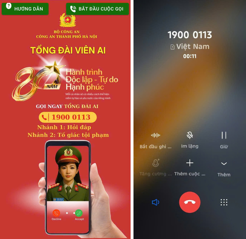 Người dân có thể kết nối điện thoại với đầu số 1900.0113 - Callbot để đặt câu hỏi và nghe thông tin trả lời tự động.