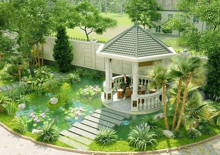 Nhà lục giác Châu Âu với thiết kế tinh tế, kết hợp cổ điển và hiện đại, sang trọng. Ảnh: Công ty thiết kế xây dựng An Cư