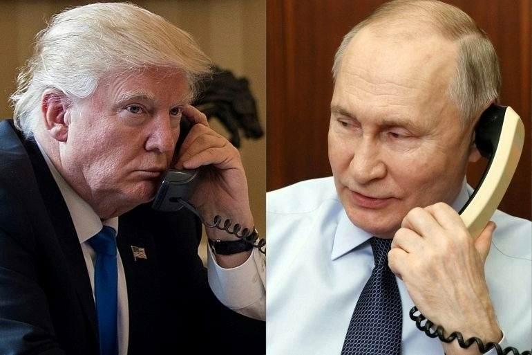 Ông Trump điện đàm với ông Putin sau khi gặp mặt các nhà lãnh đạo Ukraine và châu Âu. Ảnh: Aljazeera