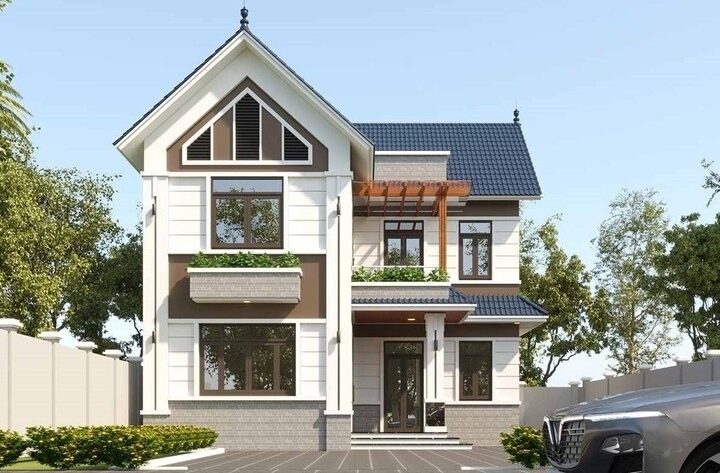 Nhà 2 tầng chữ L xây theo lối kiến trúc hiện đại, dễ dàng bài trí công năng một cách hợp lý, phù hợp cho những gia đình có 3 - 5 thành viên. Các kiến trúc sư ưu tiên sử dụng màu sáng làm tông chủ đạo để tạo cảm giác thoáng đãng.