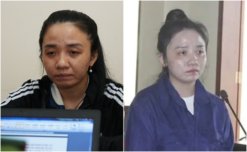 Trần Thị Kim Thùy khi bị bắt và khi tại tòa. (Ảnh: Pháp luật TP.HCM, VOV)