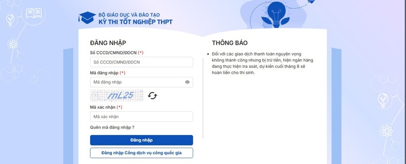 Website chính thức của Bộ GD&ĐT. Ảnh chụp màn hình