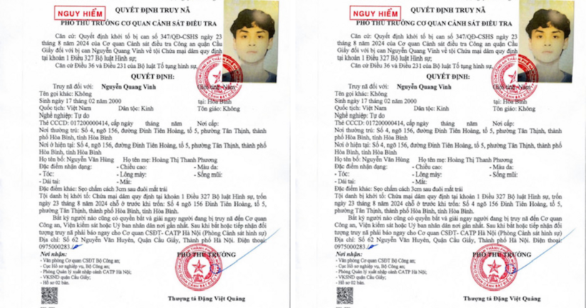 Quyết định truy nã Nguyễn Quang Vinh