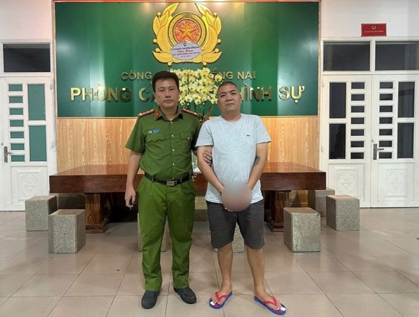 Trần Văn Chuyển bị bắt giữ. Ảnh: Công an Đồng Nai.