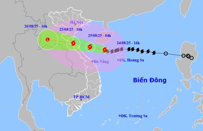 Bão số 5 (bão Kajiki) đã mạnh lên cấp 14, giật cấp 17. Ảnh: Dân trí