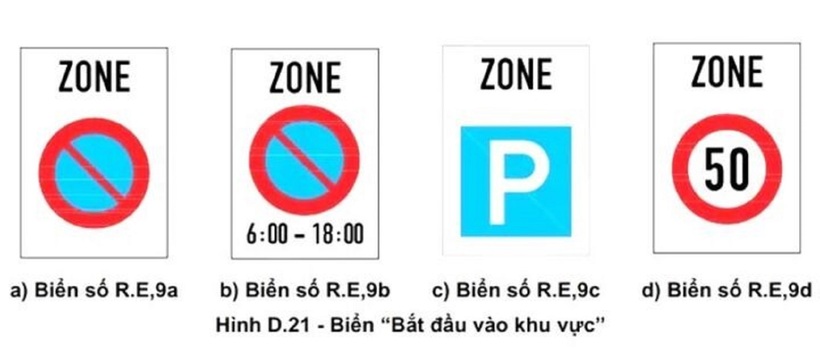 Biển báo bắt đầu vào khu vực.
