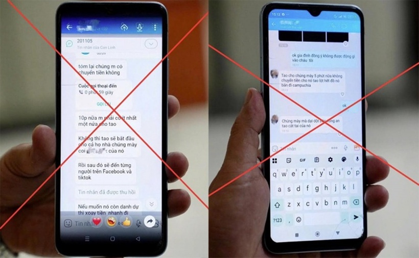 Tin nhắn của đối tượng gửi đến cho gia đình nạn nhân nhằm đe dọa, tống tiền. (Ảnh: CAND)