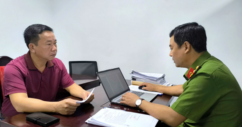 Cơ quan Công an làm việc với đối tượng Nguyễn Văn San.