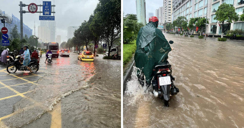 Tại khu vực đường Tố Hữu các phương tiện di chuyển khó khăn. (Ảnh:NDCC)