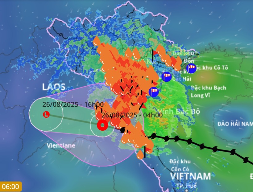 Mưa lớn vẫn bao trùm miền Bắc và Bắc Trung Bộ trong hôm nay (26/8).