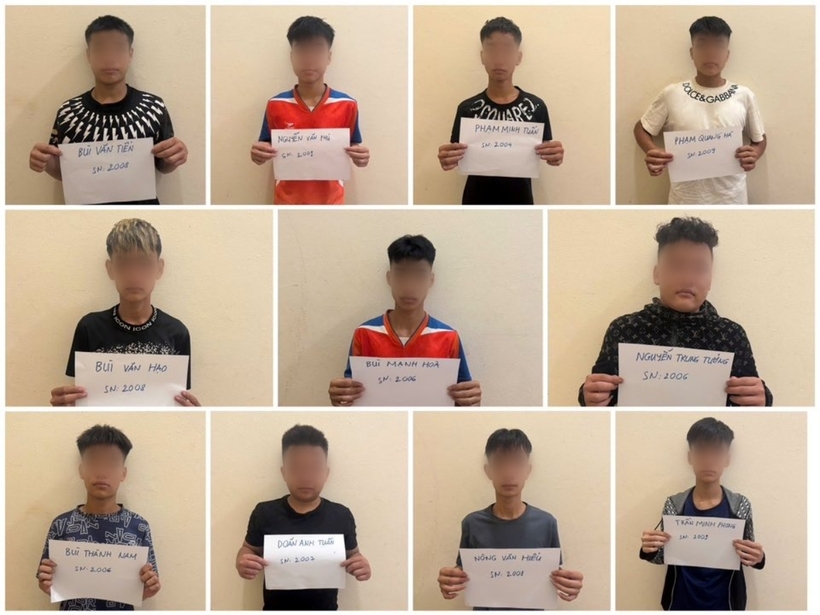 Nhóm đối tượng bị tạm giữ hình sự. Ảnh: Báo Xây Dựng