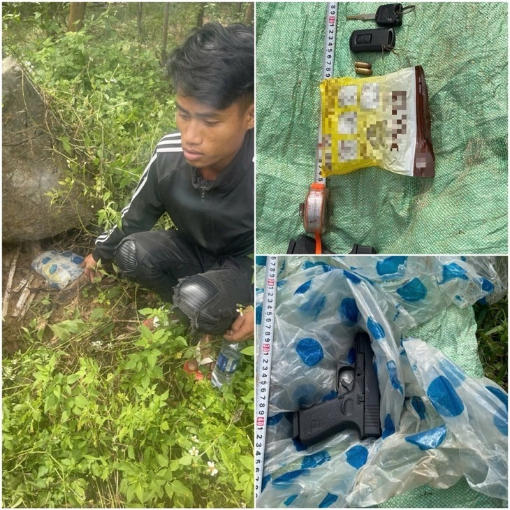 Một người trong nhóm cùng tang vật. (Ảnh: Tuổi trẻ)