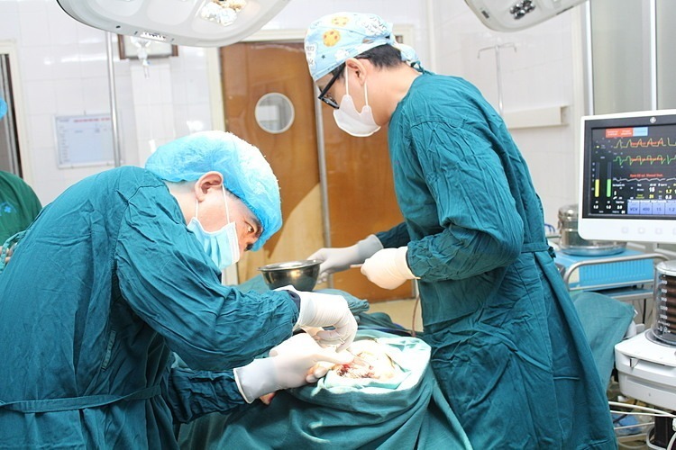 Bác sĩ gắp giòi trong má bệnh nhân. Ảnh: VnExpress