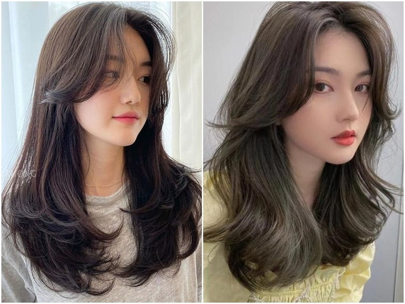 Phần mái được buông thả nhẹ nhàng cộng hưởng cùng những lọn tóc mang lại vẻ nữ tính, dịu dàng cho các bạn nữ. Bạn chỉ nên uốn nhẹ, gợn sóng lớn khi kết hợp với tóc mái bay để tạo vẻ đẹp bay bổng, dịu dàng.