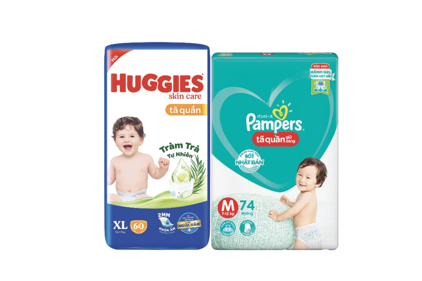 Hai thương hiệu quen thuộc Huggies và Pampers  trên thị trường Hàn Quốc
