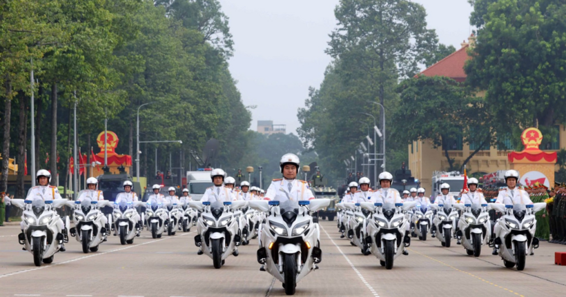 Lễ xuất quân đảm bảo an ninh, trật tự lễ kỷ niệm, diễu binh, diễu hành 80 năm Quốc khánh 2/9 (Ảnh: Bộ Công an).