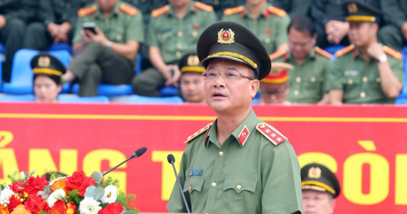 Thượng tướng Phạm Thế Tùng, Thứ trưởng Bộ Công an phát biểu tại buổi lễ. (Ảnh: Bộ Công an)