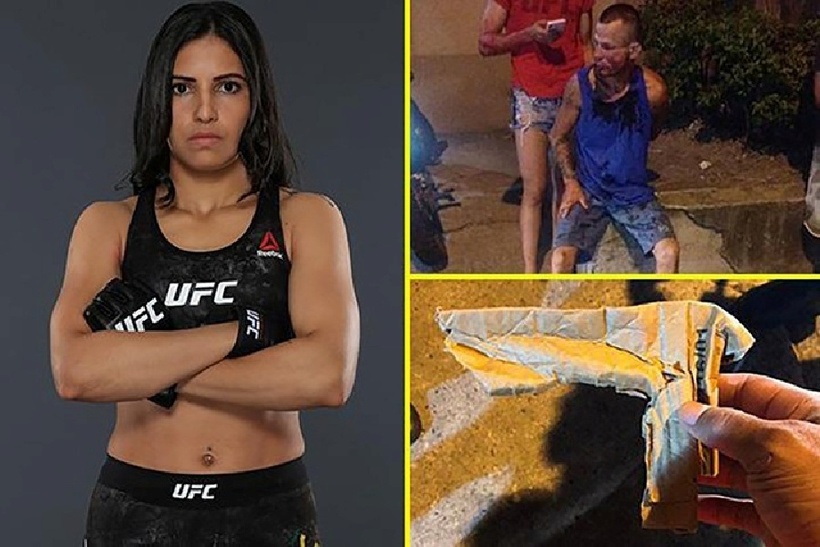 Nữ võ sĩ UFC hạ gục tên cướp bằng cú đấm và đòn siết cổ. Ảnh: VTC News.