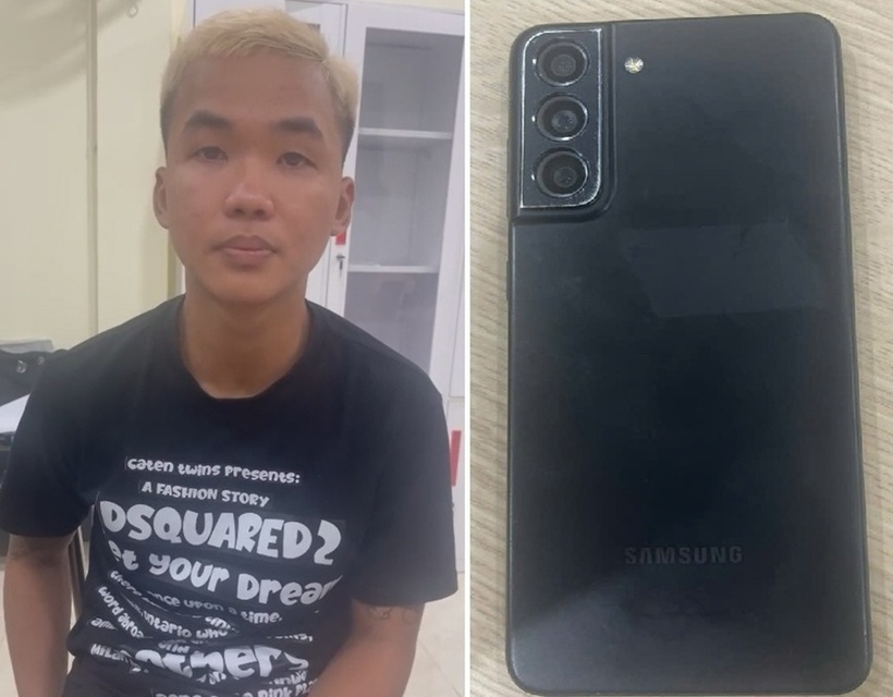 Đối tượng Hà Tuấn Phi cùng tang vật. Ảnh: Công an tỉnh Quảng Trị.