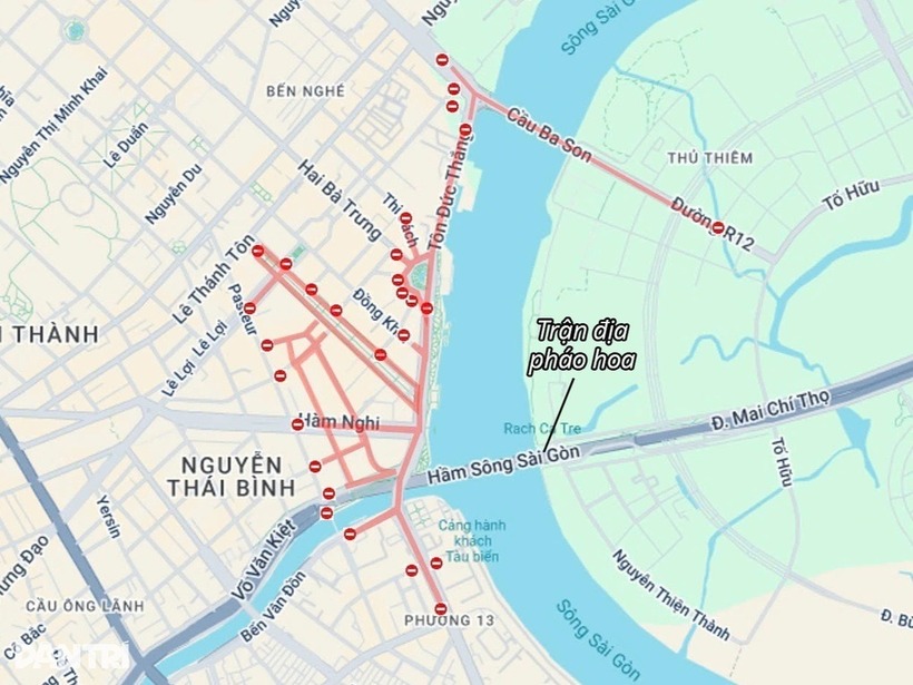 Các tuyến đường có cấm xe cộ để phục vụ bắn pháo hoa tối 2/9. Ảnh: Dân trí
