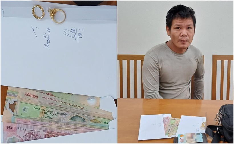 Đối tượng và tang vật vụ án. (Ảnh: Công an Đà Nẵng)