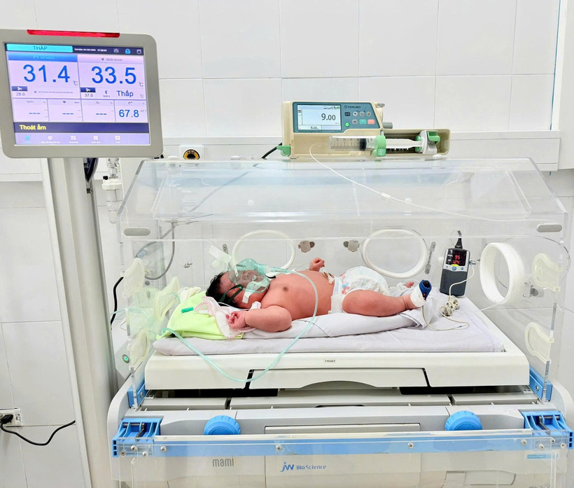 Em bé sơ sinh chào đời nặng 6,2kg tại Quảng Ninh. Ảnh: BVCC