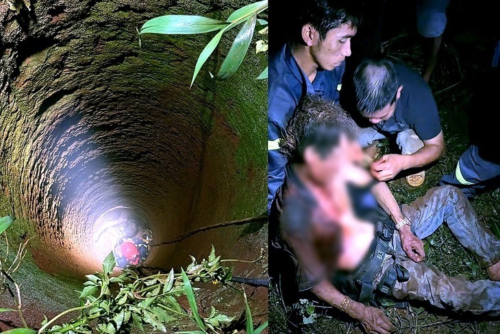 Nạn nhân được đưa lên an toàn. (Ảnh: Tuổi trẻ)