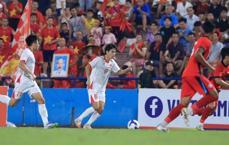 U23 Việt Nam đã giành chiến thắng 1-0 trước U23 Singapore. Ảnh: Lao Động.