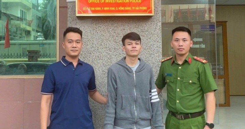 Văn phòng Cơ quan Cảnh sát điều tra Công an thành phố tiếp nhận đối tượng Phạm Gia Bảo. (Ảnh: Công an TP Hải Phòng)