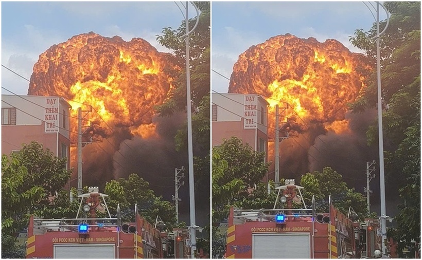 Quả cầu lửa xuất hiện trong đám cháy. (Ảnh: VOV)