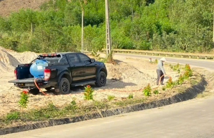 Anh Nguyễn Văn D. trồng đường hoa để tưởng nhớ người vợ. Ảnh: Người lao động