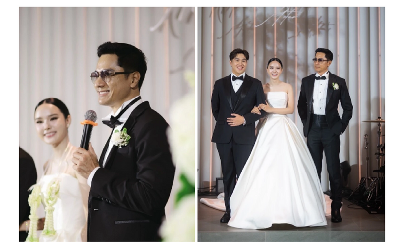 Vẻ ngoài phong độ, lịch lãm cùng thân hình săn chắc của ông thậm chí được nhiều người khen không kém cạnh chú rể.