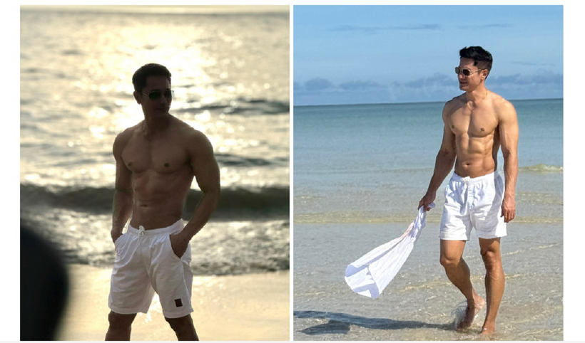 Hình ảnh ông bố đơn thân cơ bắp cuồn cuộn, phong độ trẻ trung khiến nhiều người xuýt xoa ngưỡng mộ.