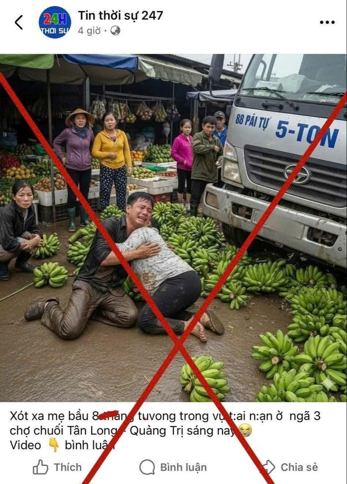 Hình ảnh do AI tạo dựng, nhiều trang mạng xã hội chia sẻ khiến nhiều người lầm tưởng.